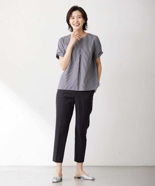 J.PRESS LADIES L 【WEB限定カラーあり・抗菌消臭・吸水速乾】サッカージャージー キーネック カットソー グレー系1