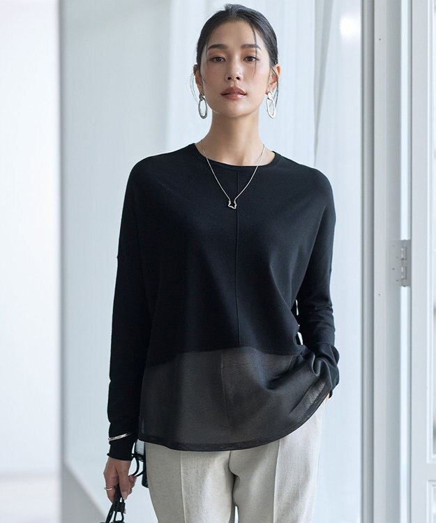 ICB ヴィスコースワイド シアーコンビプルオーバー ブラック