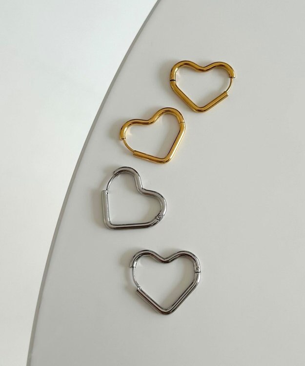 Phoebe 【金属アレルギー対応】グロウハートフープワンタッチピアス　シルバー/ステンレス シルバー