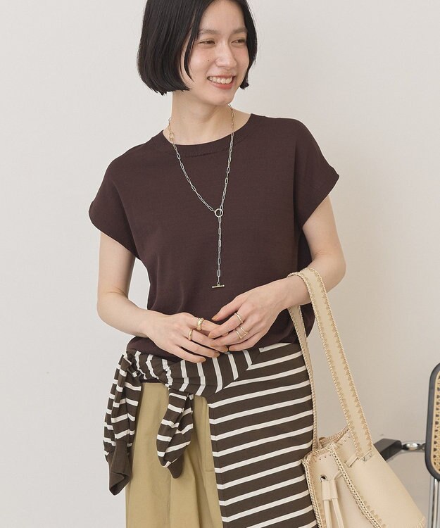 AMERICAN HOLIC フレンチスリーブニットプルオーバー Brown