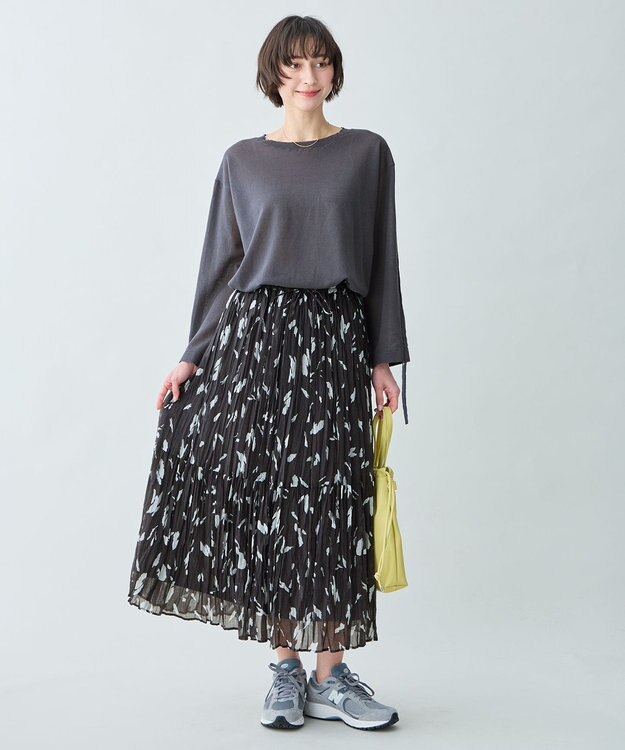 ANY アートドットプリントスカート スレートベース