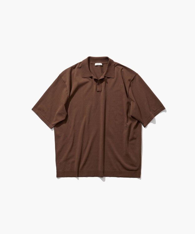 ATON FINE ICE COTTON | スキッパーポロセーター - UNISEX CAMEL