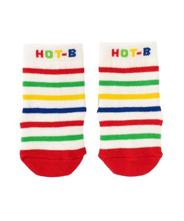 MIKI HOUSE HOT BISCUITS 【9-17cm】 かかと顔　ボーダーソックス マルチカラー