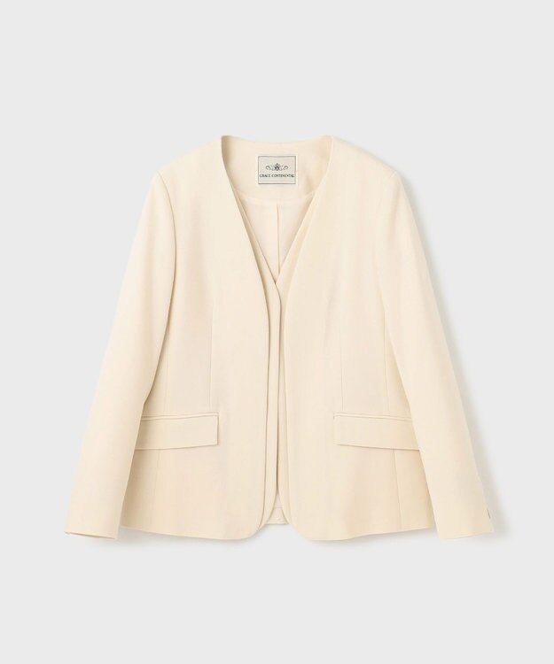 GRACE CONTINENTAL ノーカラーレイヤードジャケット キナリ