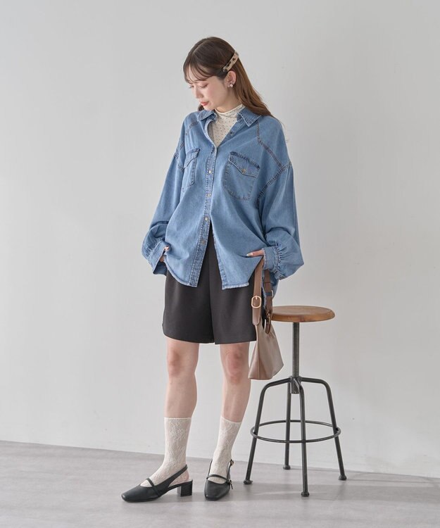 earth music&ecology 【予約】ウエスタンデニムシャツ ライトインディゴ