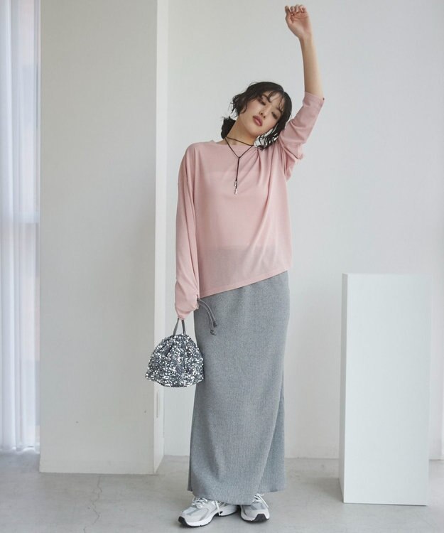 WEGO 【ANGIE VINTAGE】リブマーメイドスカート 杢グレー