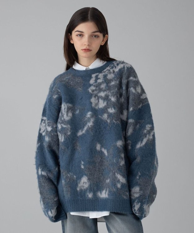 WEGO 【ユニセックス着用ITEM/MLサイズ展開】ファジーパターンプルオーバー ブルー