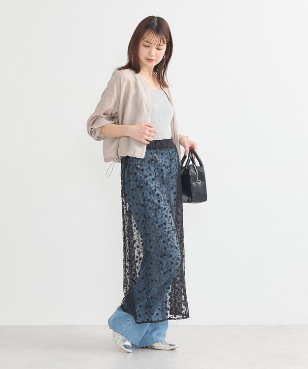 earth music&ecology シアーショートシャツブルゾン Gray Beige