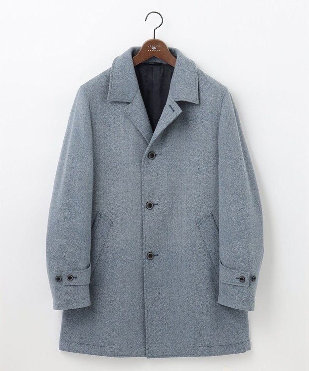 JOSEPH ABBOUD 【ソフト/軽量/JAPANファブリック】 アンゴラウールビーバー ステンカラー コート サックスブルー系