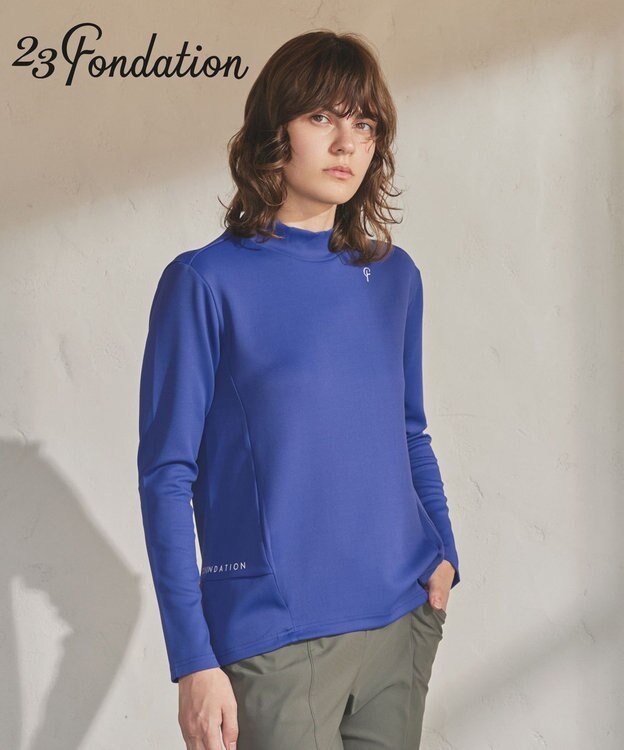 23区GOLF 【23Fondation/WOMEN】長袖 モックネックシャツ ブルー系