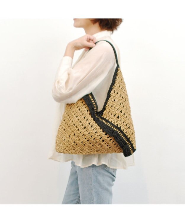 UNBILLION cachecache フリル編みワンハンドルクロッシェトート ブラック