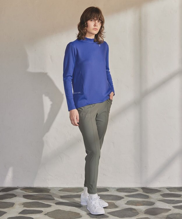 23区GOLF 【23Fondation/WOMEN】長袖 モックネックシャツ ブルー系