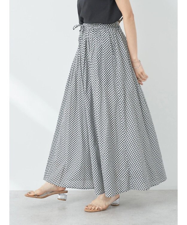 earth music&ecology コットンボイルボリュームスカート Gingham Check