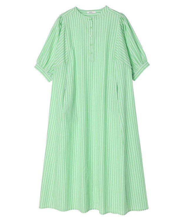 earth music&ecology ポプリンフレアワンピース Stripe Green