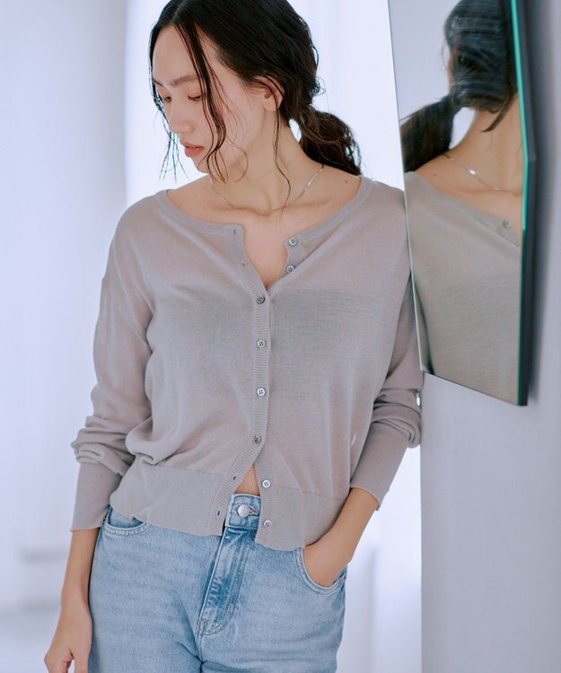 TOQUE 〈大草直子さんアドバイザー〉シルク×コットンニットショートカーディガン グレー