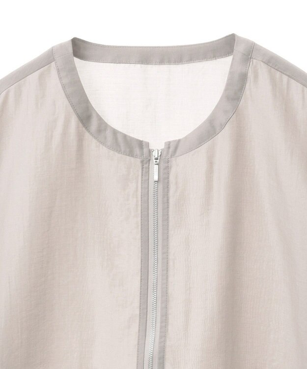 earth music&ecology シアーショートシャツブルゾン Gray Beige