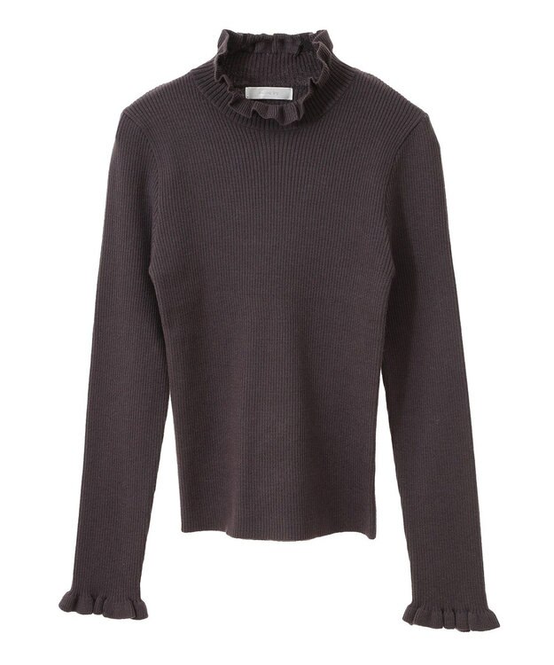 Green Parks ・ｓｗｉｎｇ　ｂｙ　フリルハイネックリブニット Charcoal Gray