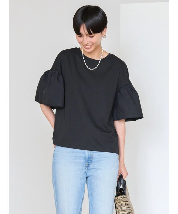 AMERICAN HOLIC 袖フレア５分袖カットプルオーバー Black