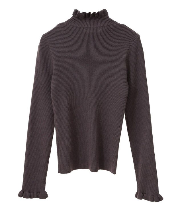 Green Parks ・ｓｗｉｎｇ　ｂｙ　フリルハイネックリブニット Charcoal Gray