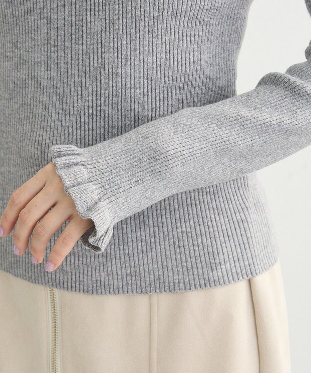 Green Parks ・ｓｗｉｎｇ　ｂｙ　フリルハイネックリブニット Gray Mixture