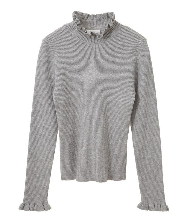 Green Parks ・ｓｗｉｎｇ　ｂｙ　フリルハイネックリブニット Gray Mixture