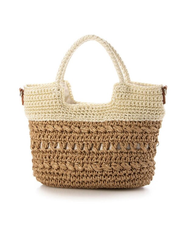 UNBILLION カシュカシュ cachecache / 切替柄編2wayミニトート アイボリー