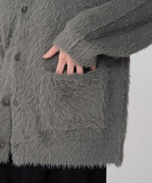 WEGO 【2025秋冬新作/ユニセックス着用ITEM/SMLサイズ展開】フェザーニットカーディガン グレー