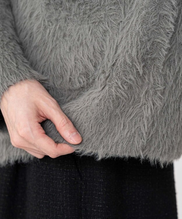 WEGO 【2025秋冬新作/ユニセックス着用ITEM/SMLサイズ展開】フェザーニットカーディガン グレー