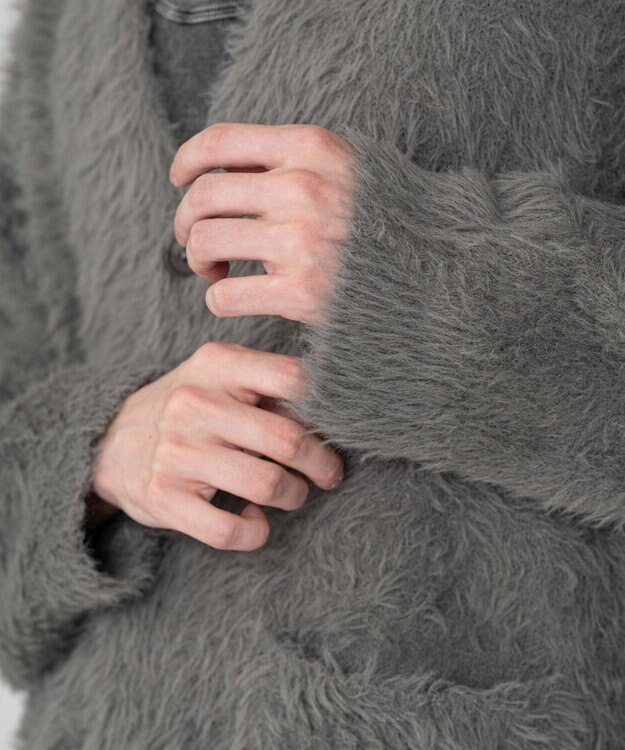 WEGO 【2025秋冬新作/ユニセックス着用ITEM/SMLサイズ展開】フェザーニットカーディガン グレー