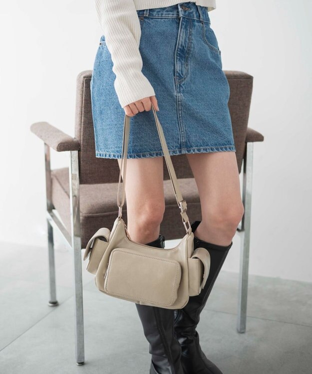 WEGO ポケットデザインショルダー ベージュ
