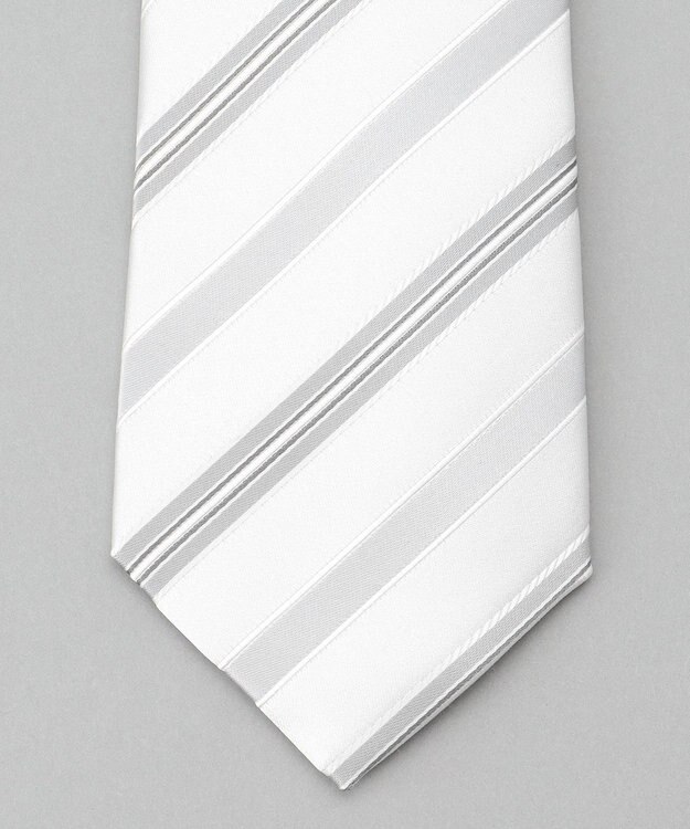 GOTAIRIKU 【WEAR BLACK】フォーマル用_ストライプ ネクタイ ホワイト系1