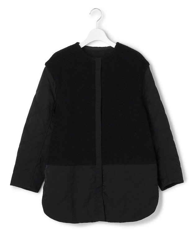 ICB L 【リバーシブル着用可能】 リバーシブルキルト ミドル丈コート ブラック系