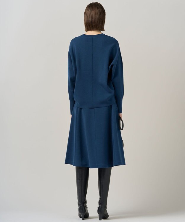 ICB 【洗える】 シルキーウールダブルフェイス ニットプルオーバー ブルーグレー