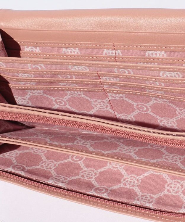 CLATHAS ワッフル　フラップ長財布 ピンク