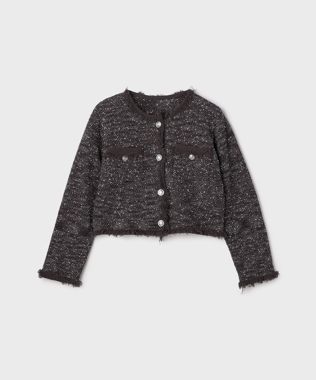 GRACE CONTINENTAL ツイードニットカーディガン ブラック