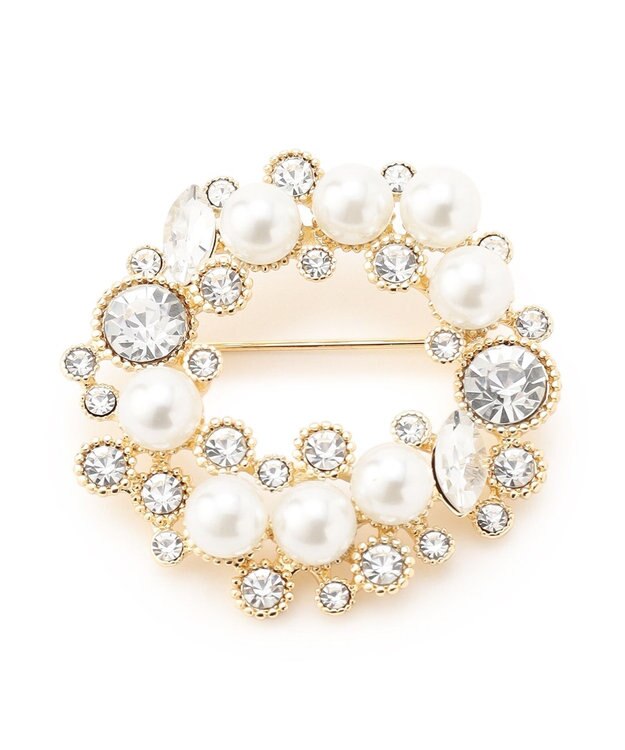 23区 ビジューMIX サークル ブローチ ゴールド系