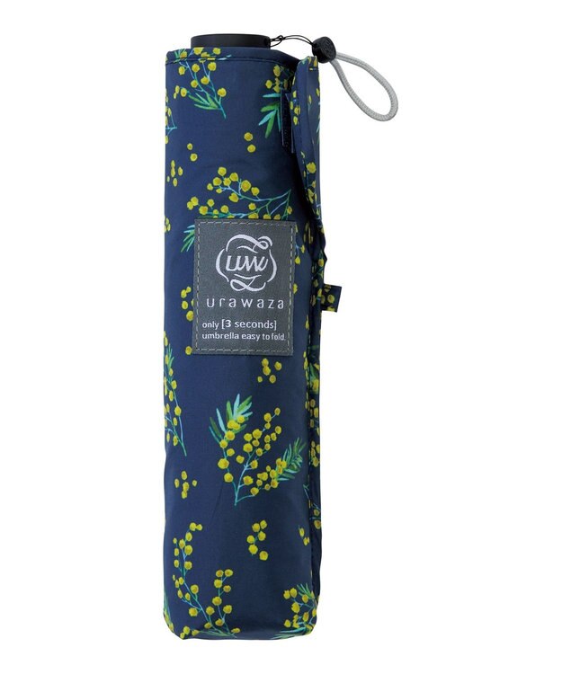 MOONBAT urawaza smil(ウラワザ スリム) 3秒でたためる傘 折りたたみ傘 ミモザガーデン 大きめ55cm UV ディープブルー
