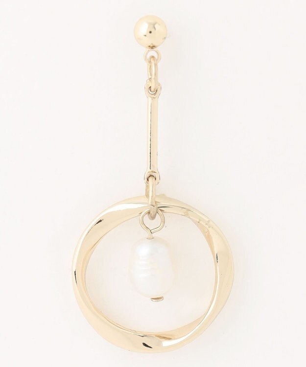ANY サークルリングドロップパールピアス ライトゴールド