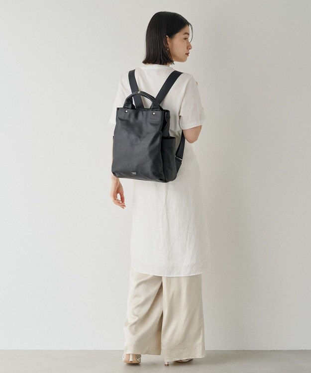 russet ＜約10リットル/690g＞2ハンドルレザーリュックサック(SF-259) Black