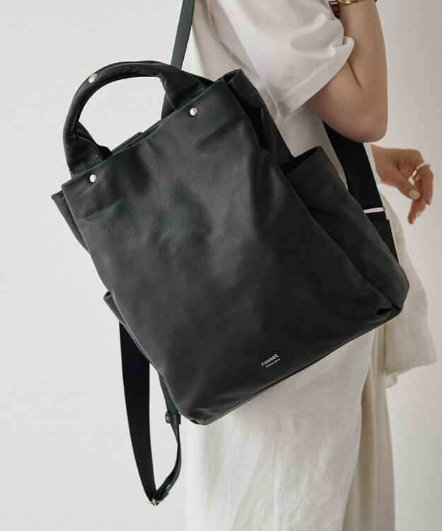 russet ＜約10リットル/690g＞2ハンドルレザーリュックサック(SF-259) Black