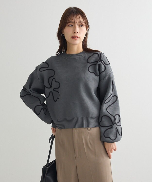 ELENCARE DUE コード刺繍花柄ニット / Green Parks