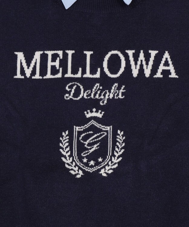 WEGO シャツドッキングジャガードニット ネイビー