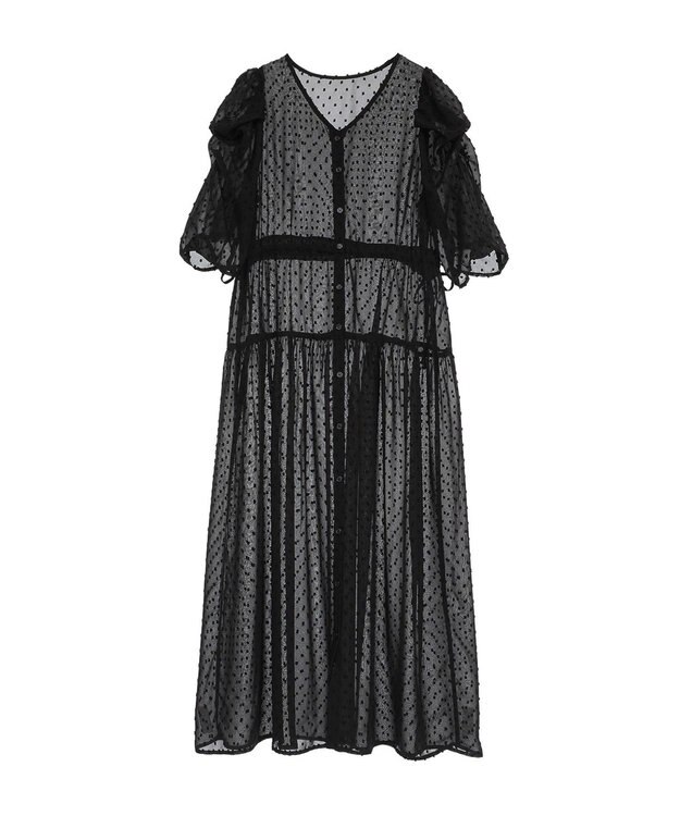 earth music&ecology ドットドビーシアー羽織ワンピース Black