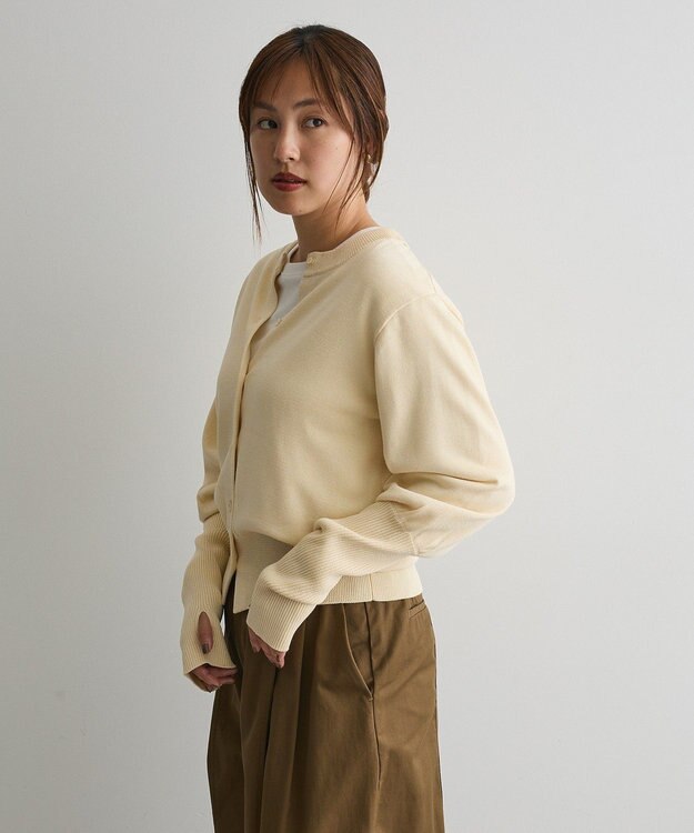 CRAFT STANDARD BOUTIQUE ロング袖リブコンパクトニットカーディガン Yellow