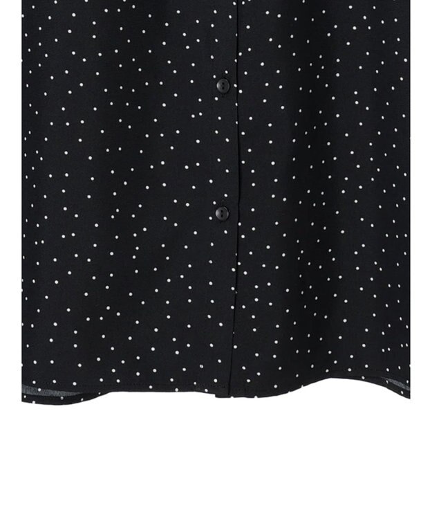 Green Parks ＢＰ　ケア楽　スタンドフリルブラウス Dot Black