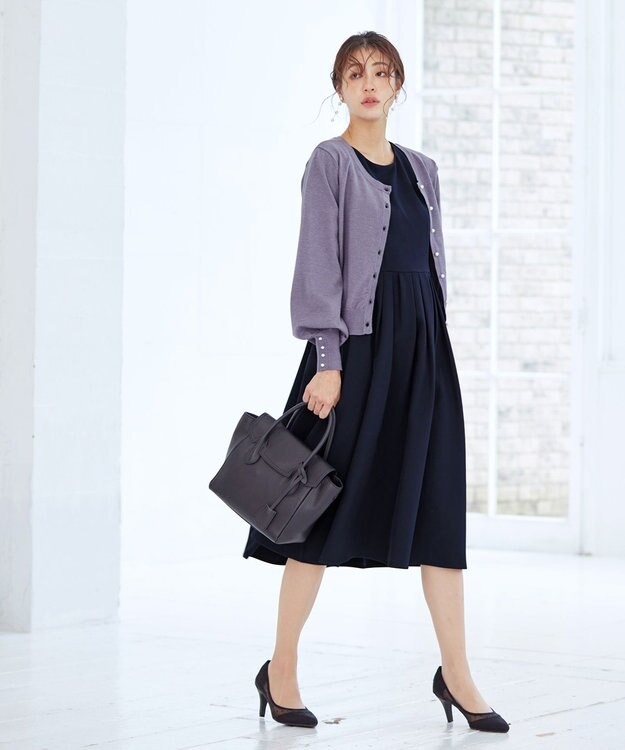 Tiaclasse 【洗える】2WAYパール釦カーディガン ラベンダー