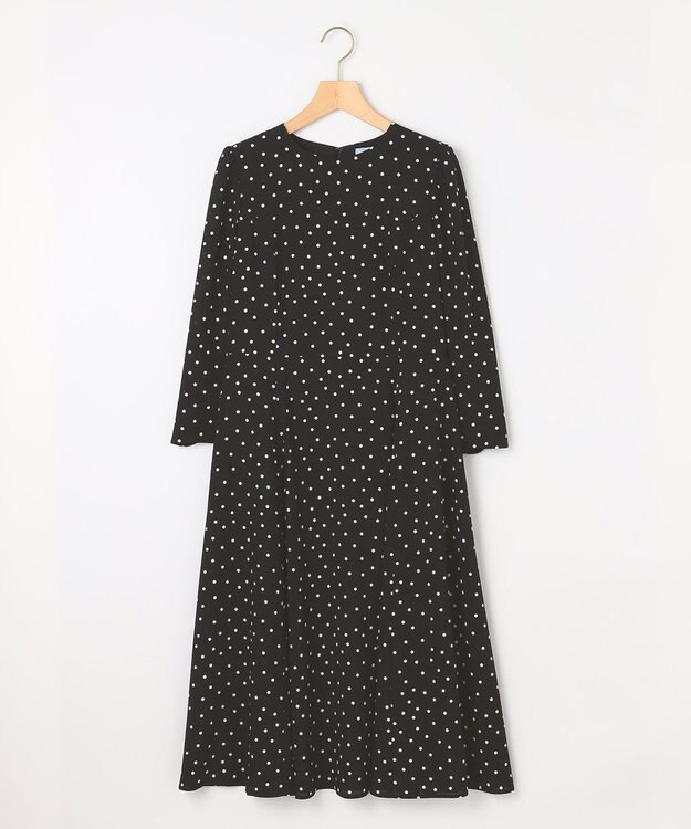 組曲 ドットジョーゼットプリント ワンピース ブラック系5
