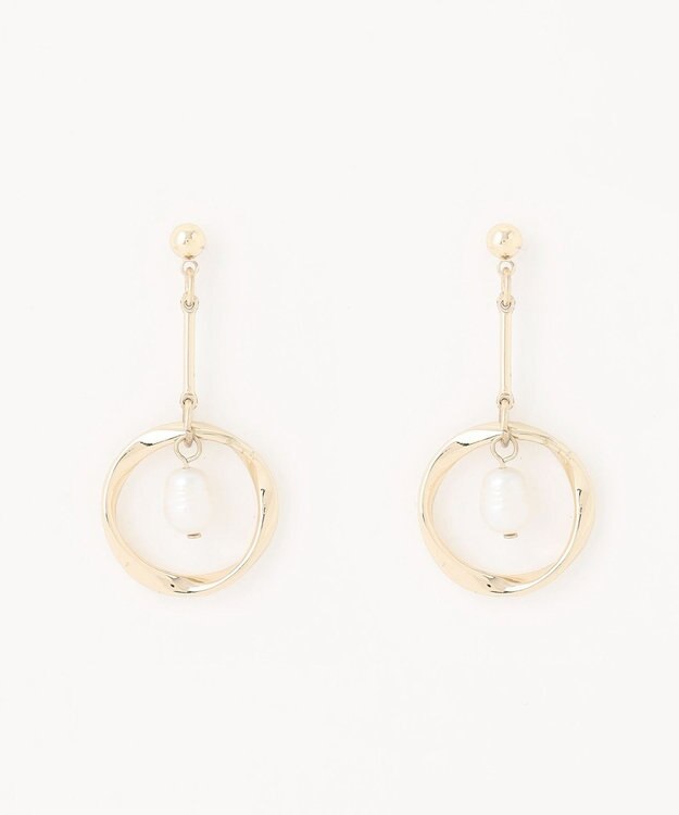ANY サークルリングドロップパールピアス ライトゴールド