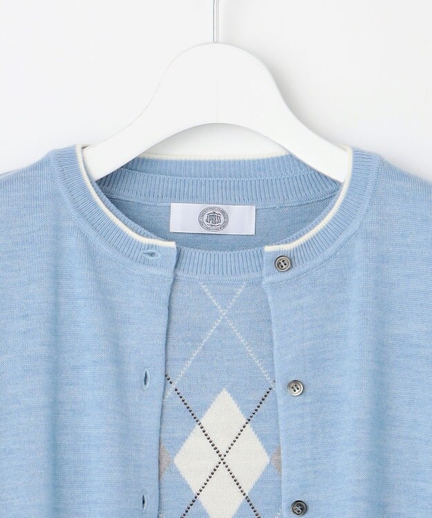 J.PRESS LADIES アーガイル ツイン ニット ソフトブルー系