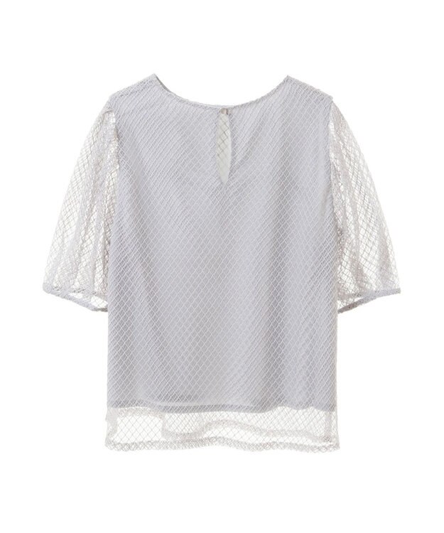 earth music&ecology 袖シアーレースプルオーバー Grayish Blue